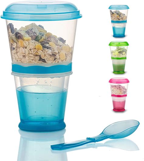 travel cereal and milk container with spoon